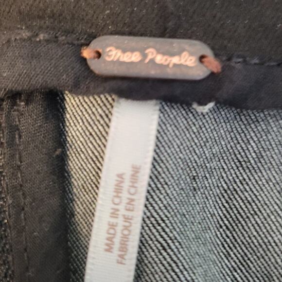 Free People Black Denim Mini Skirt Women‎ Grunge Goth Festival Utility Size 0 - Picture 4 of 7